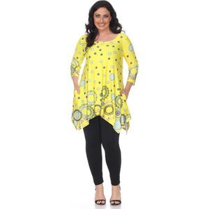 White Mark Womens Erie 3/4 Sleeve Tunic Blouse, Multicoloured, NWT